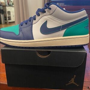 Nike Air Jordan 1 Low Teal and Navy Sneakers
